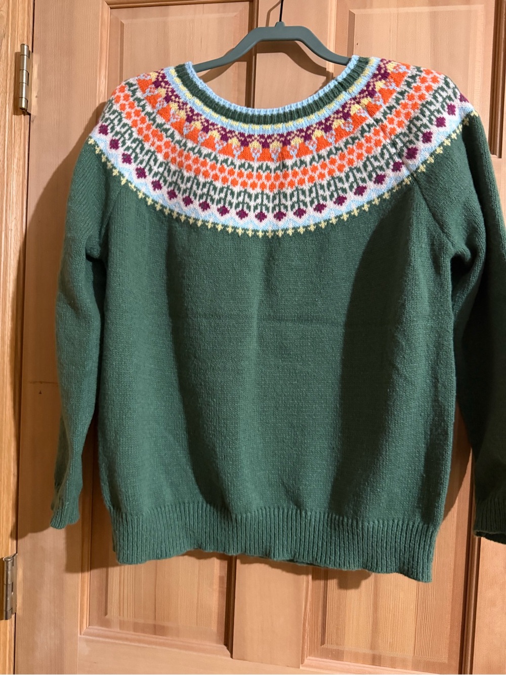 Green Fair Isle Yoke Crewneck Sweater